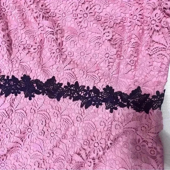 Paper Dolls Pink with Navy Blue Off Shoulder Lace Party Formal Dress Size 16 NWT - Picture 7 of 11